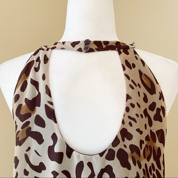 Willi Smith Ruffle Front Leopard Halter Top - L - Picture 11 of 15